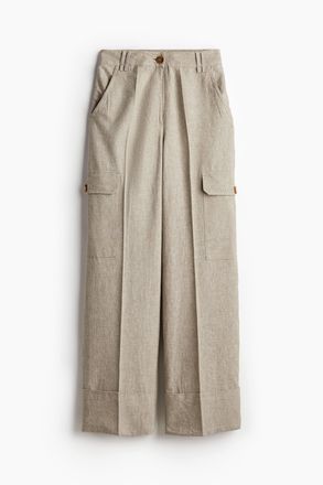 H&M Cargohose aus Leinenmix - Beigemeliert