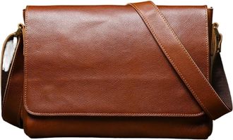 Generic Mens Leather Shoulder Bag Vintage Flap Messenger Daily Casual Crossbody Bags(Coffee)