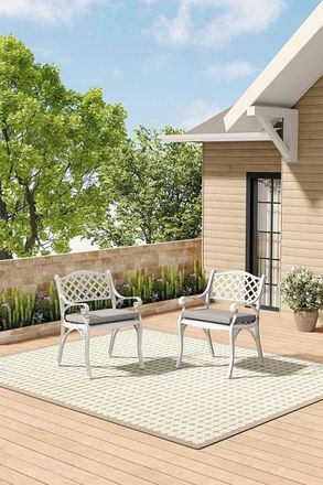 Living and Home 2Pcs Set Retro Cast Aluminum Garden Chairs