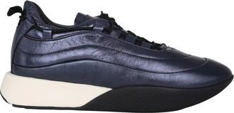 H&ouml;gl Blauwe Metallic Leren Dames Sneaker - Dames - Sneakers - Blauw - 41 1/2 EU - Leer - Schoenen