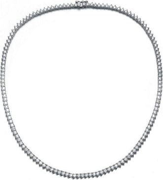 Rachel Glauber Flawless Tennis Necklace with Clear Cubic Zirconia