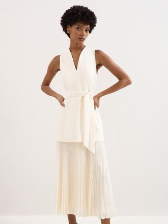Phase Eight Pia Pleated Midi Dress in Ivory at Nordstrom, Size 12