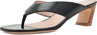 Stuart Weitzman Stassi Thong 50 Womens Sandals Black/New Camel : 10.5 M, Leather