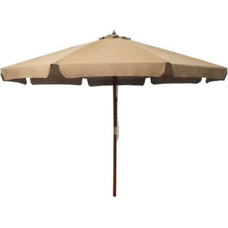 vidaXL Sombrilla De Jard&iacute;n Con Palo De Madera Gris Topo 330 Cm Vidaxl