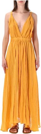120% Lino 120% Lino, Gowns, female, Yellow, Size: XL Abito Lungo