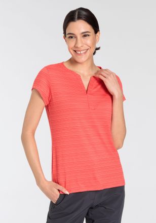 Killtec T-Shirt KILLTEC, Damen, Gr. 56, rot (coral pink), Obermaterial: 93% Polyester, 7% Elasthan, gestreift, Serafino, eingesetzt abgesteppt, Shirts T-Shirt