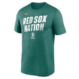 Nike Boston Red Sox City Connect Team Phrase Script Nike Mens Dri-FIT MLB T-Shirt in Green | NKGK3CCBQ-TG9
