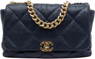 Chanel Pre-owned Medium 19 Flap Bag - Dames - Vintage Schoudertas - Blauw - ONE Size - Leer - Vintage