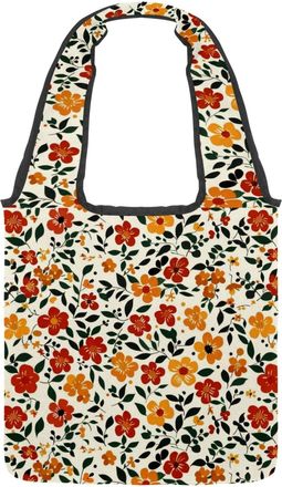 Generic Cute Little Floral Reversible Canvas Shoulder Tote - Double-Sided Print, 12oz Cotton, 27cm Drop, Fold-Flat Bag for Travel, Shopping, Street Outings