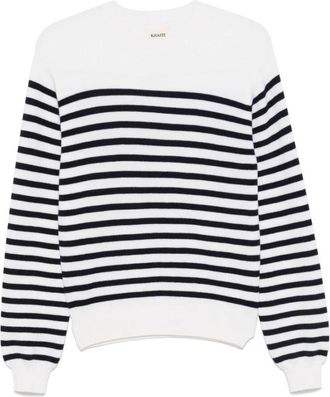 Khaite Witte Geribbelde Trui met Ronde Hals - Dames - Cashmere truien - Wit - S - Kasjmier - Truien & Vesten