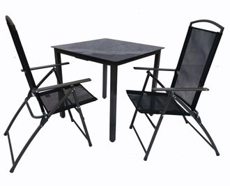 ebuy24 Vcm 3 Piezas Conjunto De Muebles De Jard&iacute;n Grupo De Asientos Grupo De Comedor 1x Mesa, 2x Sillas Mesa Dimensiones Aprox. Al. 76 X An. 80 X P. 80 Cm Ju