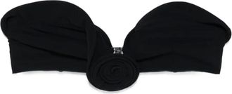 Magda Butrym Top bikini con applicazione rosa - Nero