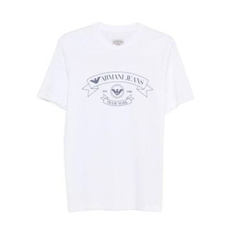 Emporio Armani T-Shirts, male, White, Size: 3XL Jersey T-shirt with print