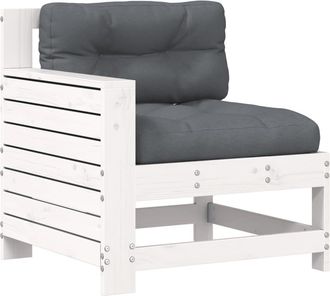 vidaXL Sof&aacute; Jard&iacute;n Con Reposabrazos Y Coj&iacute;n Madera Maciza Pino Blanco Vidaxl