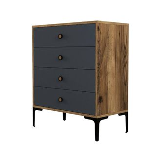 Dmora Cajonera Daceitun, C&oacute;moda Multiusos, C&oacute;moda De Dormitorio, Gabinete Con Cajones, 76x40h91 Cm, Nogal Y Antracita - Dmora