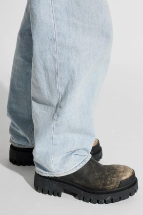 Balenciaga Strike Chelsea Leather Shoes, Womens, Brown