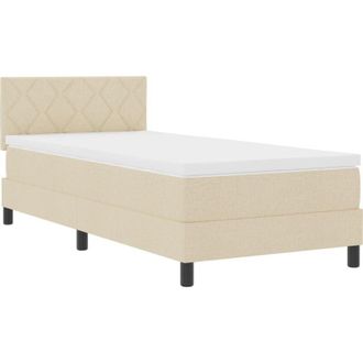 vidaXL Box Spring Bed with Mattress Cream 90 x 200 cm Fabric vidaXL