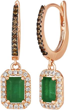 Le Vian 14K Rose Gold 1.15 Ct. Tw. Diamond & New Emerald Earrings
