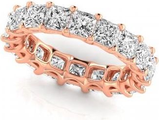 Allurez Princess Cut Diamonds Eternity Ring Wedding Band 14K Rose Gold (5.49ct)