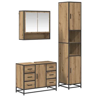 vidaXL Juego De Muebles De Ba&ntilde;o 3 Uds. Roble Artisan 90 X 33 X 60 Cm Vidaxl