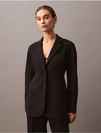 Calvin Klein Womens Smooth Dolman Classic Blazer - Black - 10