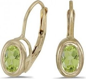 Allurez Bezel-Set Oval Peridot Lever-Back Earrings 14k Yellow Gold