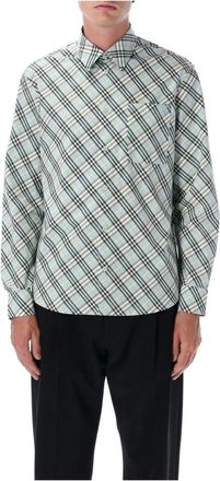 Burberry Overhemden, Heren, Veelkleurig, M, Katoen, Moderne Witte Sip Stijlmodel