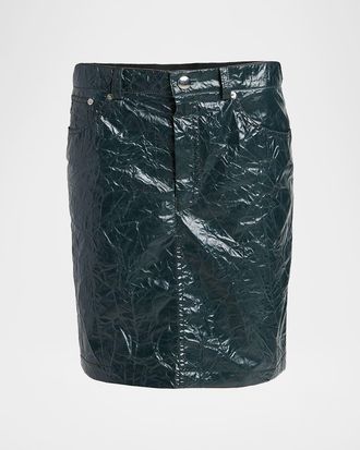 Marni Crinkled Faux-Leather Knee-Length Skirt