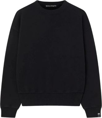 Palm Angels Palm Tree Statement Regular Crewneck - Heren - Sweatshirts - Zwart - S - Katoen - Hoodies & sweatvesten