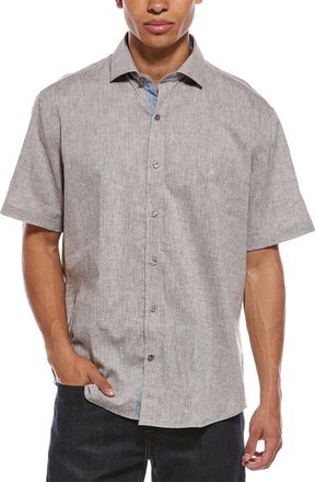 Tailorbyrd Tailorbyrd Yarn Dyed Melange Linen-Blend Shirt