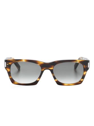 Saint Laurent Eyewear logo-engraved square-frame sunglasses - unisex - Acetate - 54 - Brown