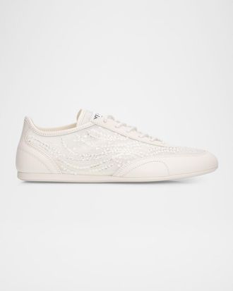 Jimmy Choo London Sunny F Sequined Mesh & Leather Low-Top Sneakers