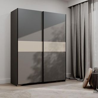 Dmora Guardarropa 2 Puertas Manita, Armario Dormitorio 2 Estantes, Perchero, 2 Puertas, 150x204h Cm Negro Antracita