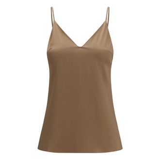 Brunello Cucinelli Canotta in Seta Stretch Satin - - Tops - Donna - Marrone - S