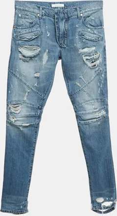 Balmain Blue Distressed Denim Jeans M Waist