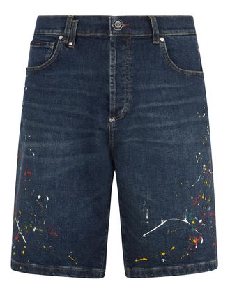 Philipp Plein Denim Shorts Paint