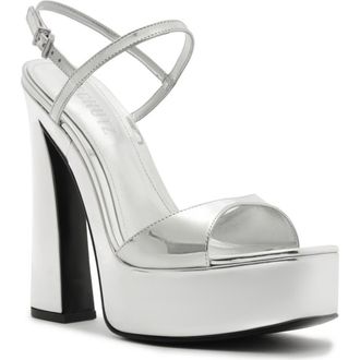 Schutz Arlene Platform Sandal in Silver at Nordstrom, Size 8.5