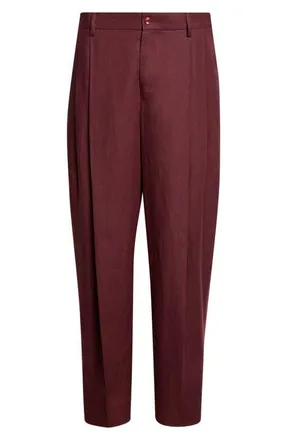 Dolce & Gabbana Pleated Linen Trousers in M5039 Marrone-Viola Scuro at Nordstrom, Size 30 Us
