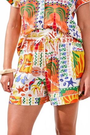Tribal Lightweight Crosshatch Flowy Elastic Waist Shorts In Guavablush