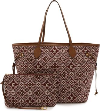 Louis Vuitton Bordeaux Brown White Jacquard Leather Pouch Shoulder Bag Tote Bag (Pre-Owned)