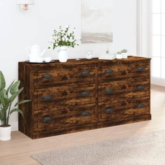 vidaXL Vidaxl - Aparadores 2 Piezas Madera Contrachapada Roble Ahumado
