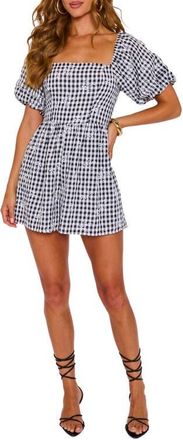VICI Collection Gigi Gingham Puff Sleeve Romper in Black Plaid at Nordstrom, Size X-Small