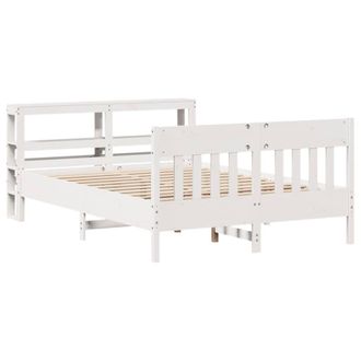 Berkfield Home Decorative Bed Frame without Mattress White 120x200 cm Solid Wood Pine | Size: Small Double