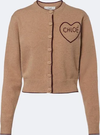 Chlo&eacute; Chlo&eacute; Logo wool and cashmere cardigan