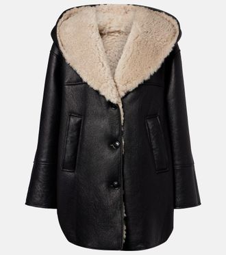 Alaia Ala&iuml;a Shearling-lined leather coat