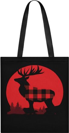 Generic Buffalo Plaid Deer Tote Bag for Women Men Shoulder Bags Purses Pouch Handbags