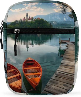 Generic Lake Bled Slovenia Church on The Island Crossbody Bag Adjustable Satchel Cute Shoulder Bag Lightweight Sling Bags