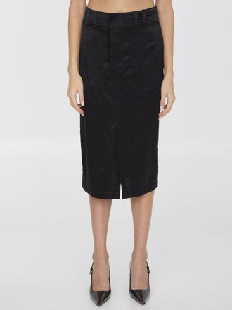 Saint Laurent Womens Silk Skirt - Black - Size EU 38 (Womens)