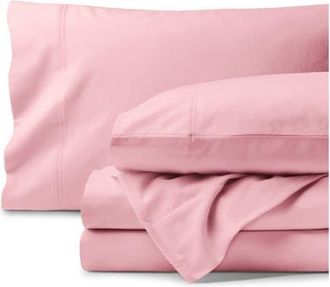 Bare Home 100% Organic Cotton Flannel Sheet Set - Full XL in Light Pink at Nordstrom