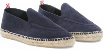 MC2 Saint Barth Suede Loafers with Woven Jute Sole and Checkered Pull Tab